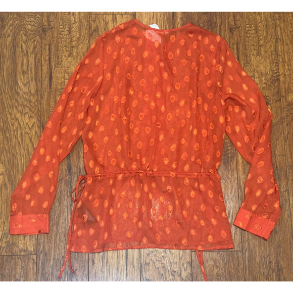 H&M Sheer Keyhole Boho Burnt Orange/Rust Blouse Top - Size 6 - Picture 3 of 6